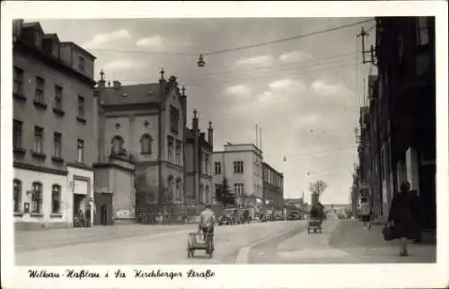 Ak Wilkau Haßlau in Sachsen, Kirchberger Straße, Architektur, Straßenansicht,  Fotografie