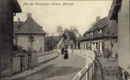 Ak Altenhof Essen im Ruhrgebiet Nordrhein Westfalen, Kruppsche Kolonie, Straße, Häuser