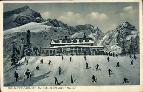 Ak Garmisch Partenkirchen in Oberbayern, Ski-Sport, Kreuzhaus, Berge, Schnee, Skipisten