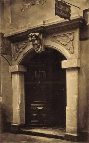 Ak Meißen an der Elbe, Haustür in der Burggasse