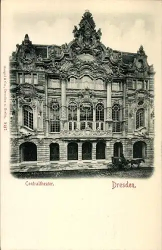 Ak Dresden Altstadt, Centraltheater,  Architektur, kunstvoller Fassadenschmuck