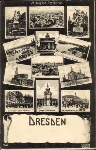 Ak Dresden Altstadt, Mikroskop-, Ansicht von  Zwinger, Sehenswürdigkeiten