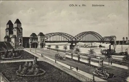 Ak Köln am Rhein, Südbrücke, Straßenbahn