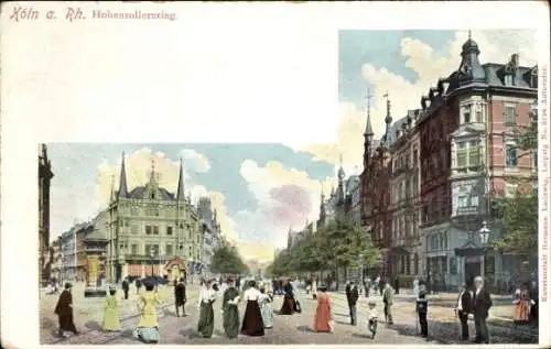 Ak Köln Nippes Longerich, Hohenzollernring, alte Gebäude, Menschen in n Kleidern