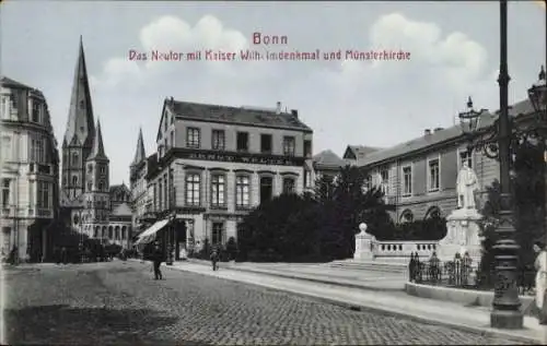 Ak Bonn am Rhein, Neutor, Kaiser Wilhelmdenkmal, Münsterkirche