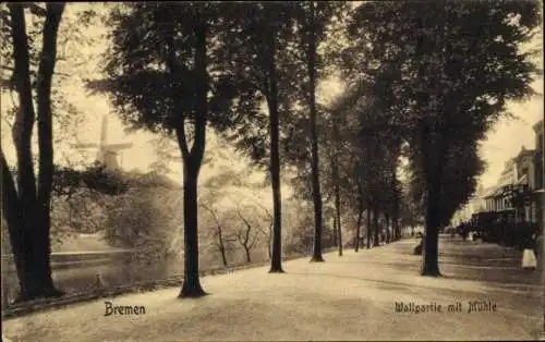 Ak Hansestadt Bremen, Wallpartie, Mühle