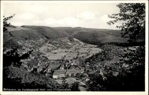 Ak Scheuern Nassau an der Lahn, Heil- und Pflegeanstalt, Landschaftsblick, Berge, Wolken