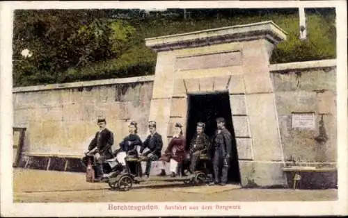 Ak Berchtesgaden in Oberbayern, Ausfahrt aus dem Bergwerk