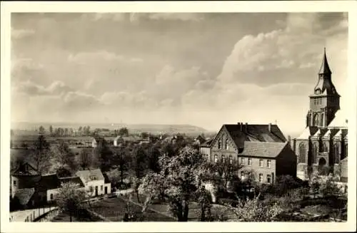 Ak Kranenburg am Niederrhein, Landschaftsaufnahme, Kirche, Gebäude, Bäume, Wolken