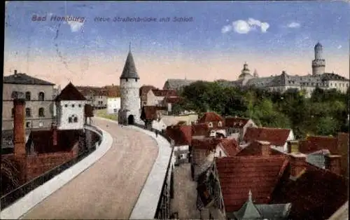 Ak Bad Homburg vor der Höhe Hessen, Neue Straßenbrücke, Schloss,  Architektur, Landschaft