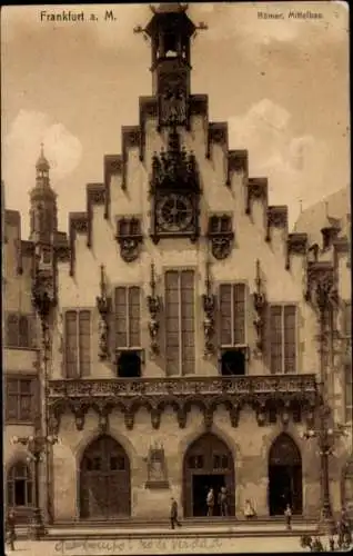 Ak Frankfurt am Main, Rathaus Römer, Mittelbau,  Architektur, detailreiche Fassaden