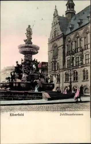 Ak Elberfeld Wuppertal, Jubiläumsbrunnen,  Architektur, Stadtansicht, Personen