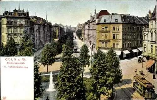 Ak Hohenlind Köln, Barbarossaplatz, Hohenstaufenring, Straßenansicht, alte Gebäude