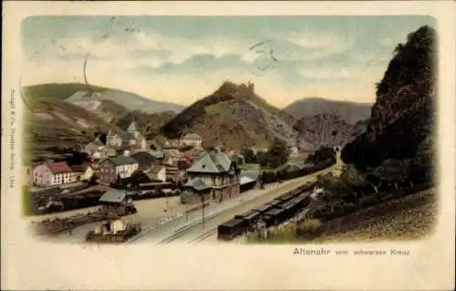 Ak Altenahr im Ahrtal,  Szene mit Häusern, Gleise, Zug, Berglandschaft, 