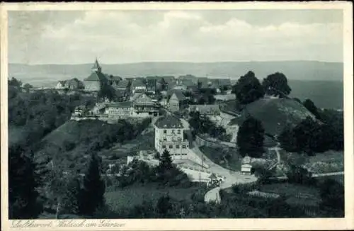 Ak Waldeck am Edersee Hessen, Luftkurort Waldeck, Blick auf die Ortschaft, hügelige Landschaft,  