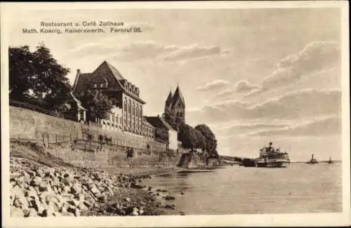 Ak Kaiserswerth Düsseldorf am Rhein, Restaurant u. Café Zollhaus, Math. Koenig,  Architektur, Anl