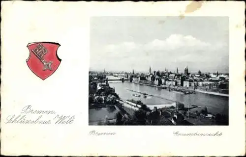 Ak Hansestadt Bremen, Gesamtansicht, Wappen