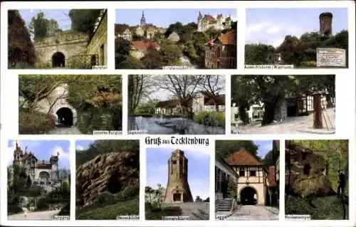 Ak Tecklenburg am Teutoburger Wald Westfalen, Burglor, Aussichtsturm, Hexenküche, Bismarckturm