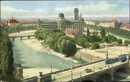 Ak München, deutsches Museum, Straßenbahn