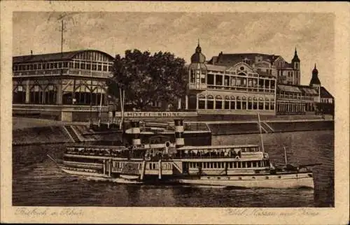 Ak Biebrich am Rhein Wiesbaden, Schiff Hotel Krone, Hotel Nassau und Krone, Rhein