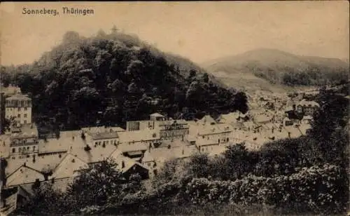 Ak Sonneberg in Thüringen, Blick auf die Stadt, Berge, Häuser, Ruhige Landschaft