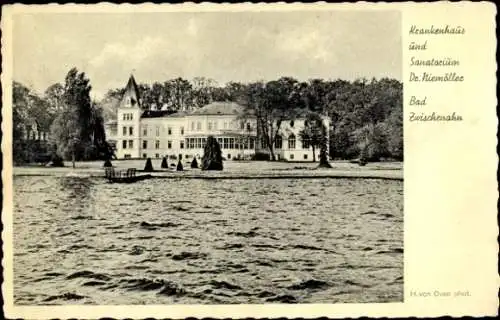 Ak Bad Zwischenahn in Oldenburg, Krankenhaus, Sanatorium Dr. Niemöller, Wasseransicht, Bäume