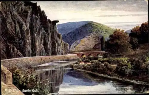 Ak Altenahr im Ahrtal, Bunte Kuh, Flusslandschaft, Felsen, schöne Natur, malerische Ansicht