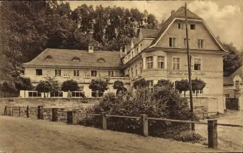 Ak Knau Neustadt an der Orla Thüringen, Gasthof zum Keller,  Architektur, freundliche Umgebung