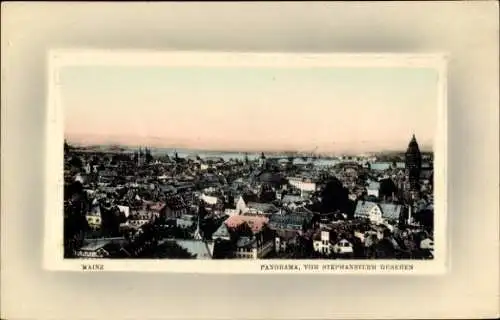 Ak Mainz am Rhein, Panorama von  Blick vom Stephans-Turm, farbige Darstellung