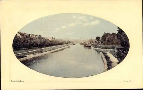 Passepartout Ak Saarbrücken, Partie an der Saar, Teilansicht