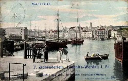 Ak Marseille Bouches du Rhône, Blick auf den Ort, Zschenderlein Leubnitz Werdau