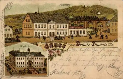 Litho Demitz Thumitz in Sachsen, Klosterberg, Schule
