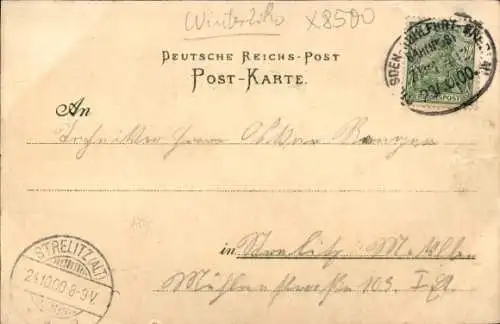 Litho Bischofswerda in Sachsen, Kaiserliche Post, Rathaus, Butterberg