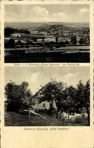 Ak Pielitz Kubschütz, Blick von der Rote Schänke, Pielitztal, Gasthaus, Bes. Karl Schramm