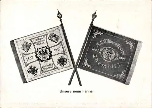 Ak Chemnitz in Sachsen, Sächsischer Militär-Verein Unteroffiziere, Neue Fahne