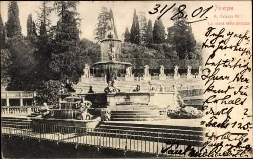 Ak Firenze Florenz Toscana, Palazzo Pitti, Fountain, Terraces, Historische Architektur