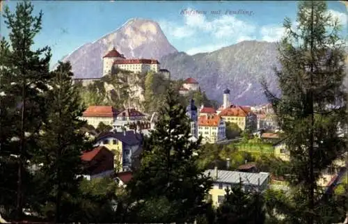 Ak Kufstein in Tirol, Burg  Berg Pendling, Stadtansicht, bunt, postcard