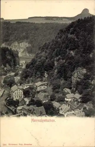 Ak Hřensko Herrnskretschen Elbe Region Aussig, Panorama