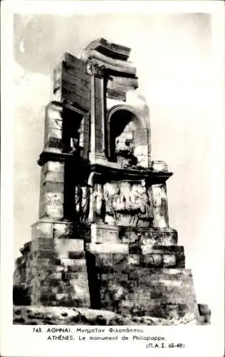 Ak Athen Griechenland, Monument von Philopappus, antike Ruine, architektonische Details