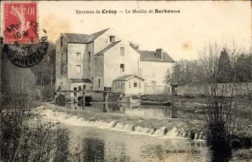 Ak Crécy en Brie Crécy la Chapelle Seine et Marne, Mühle am Fluss, Landschaft, Natur,  Architektu