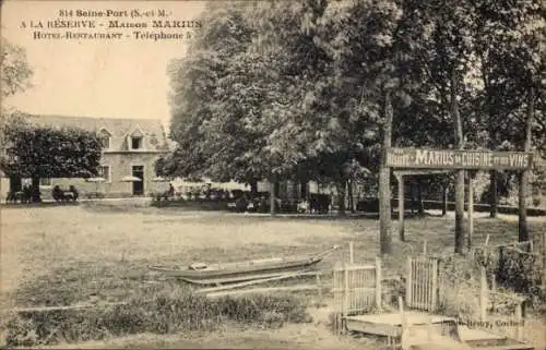 Ak Seine Port Seine et Marne, Hotel-Restaurant Maison Marius