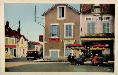 Ak Samois sur Seine Seine et Marne, Place de la Republique, Hotel de la Renaissance