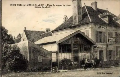 Ak Saint Cyr sur Morin Seine et Marne, Place du bureau de tabac, Maison Boudroit