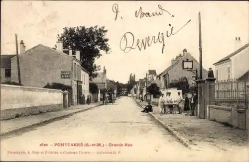 Ak Pontcarré Seine et Marne, Grande Rue