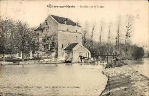 Ak Villiers-sur-Morin Seine et Marne, Moulin sur le Morin