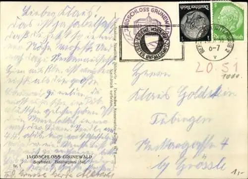 Ak Berlin Zehlendorf Dahlem, Jagdschloss Grunewald