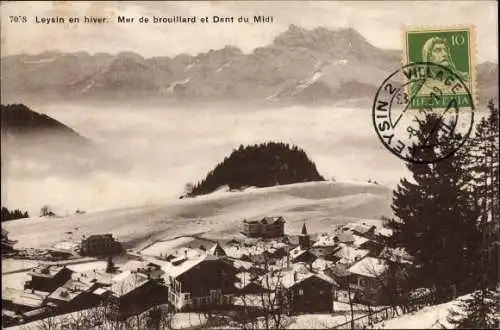 Ak Leysin Kanton Waadt, Teilansicht vom Ort im Winter