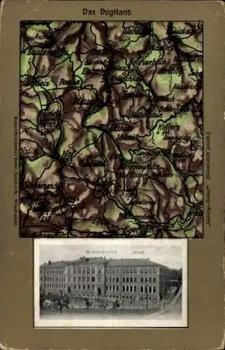 Relief Landkarten Ak Markneukirchen im Vogtland, Schule