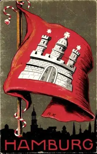 Künstler Wappen Ak Hamburg, Landeswappen, Landesflagge
