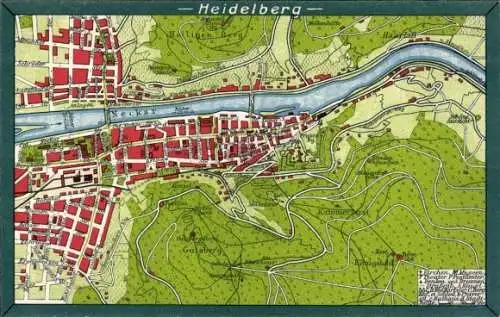 Stadtplan Ak Heidelberg am Neckar, Kammerforst, Königstuhl